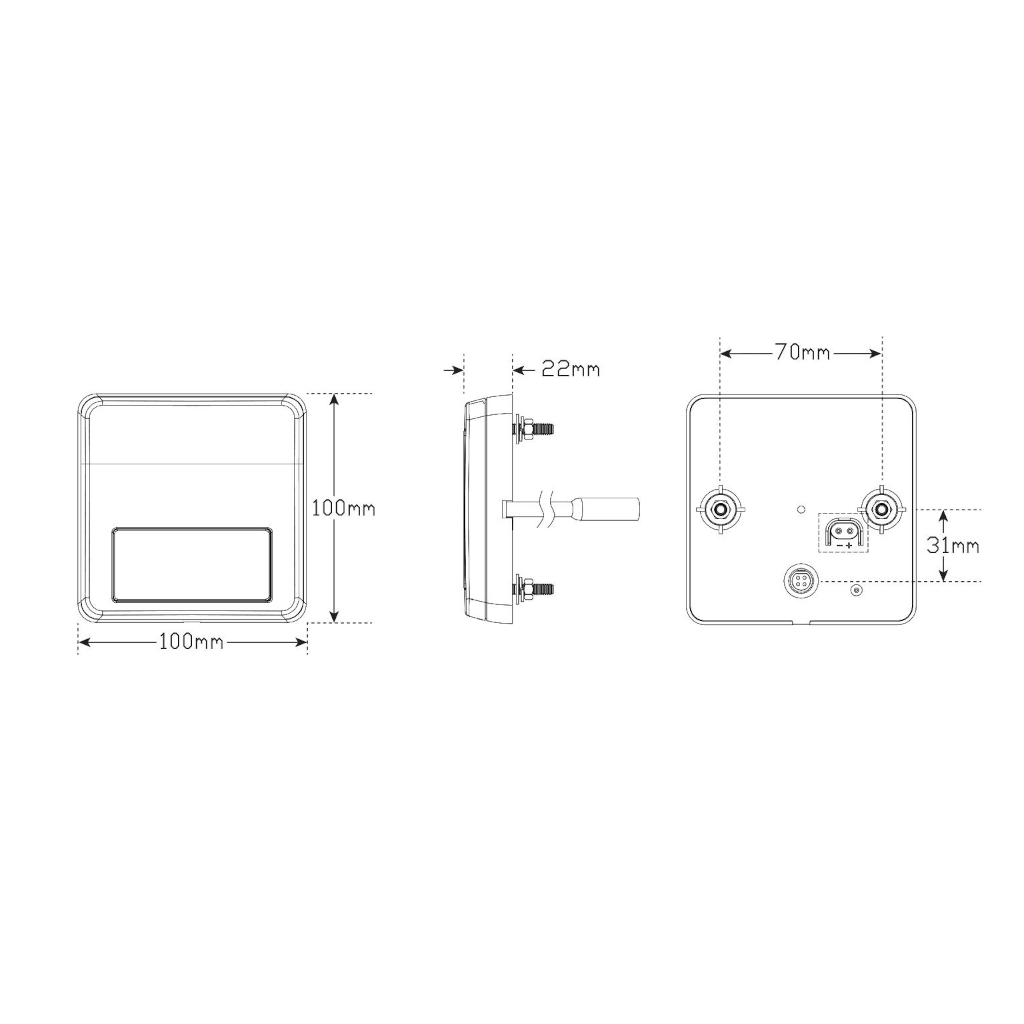 Combination Lamp, LED Autolamps, LED, 100 Series, Stop/Tail/Indicator and Reflector, 12v only - 2 Pack