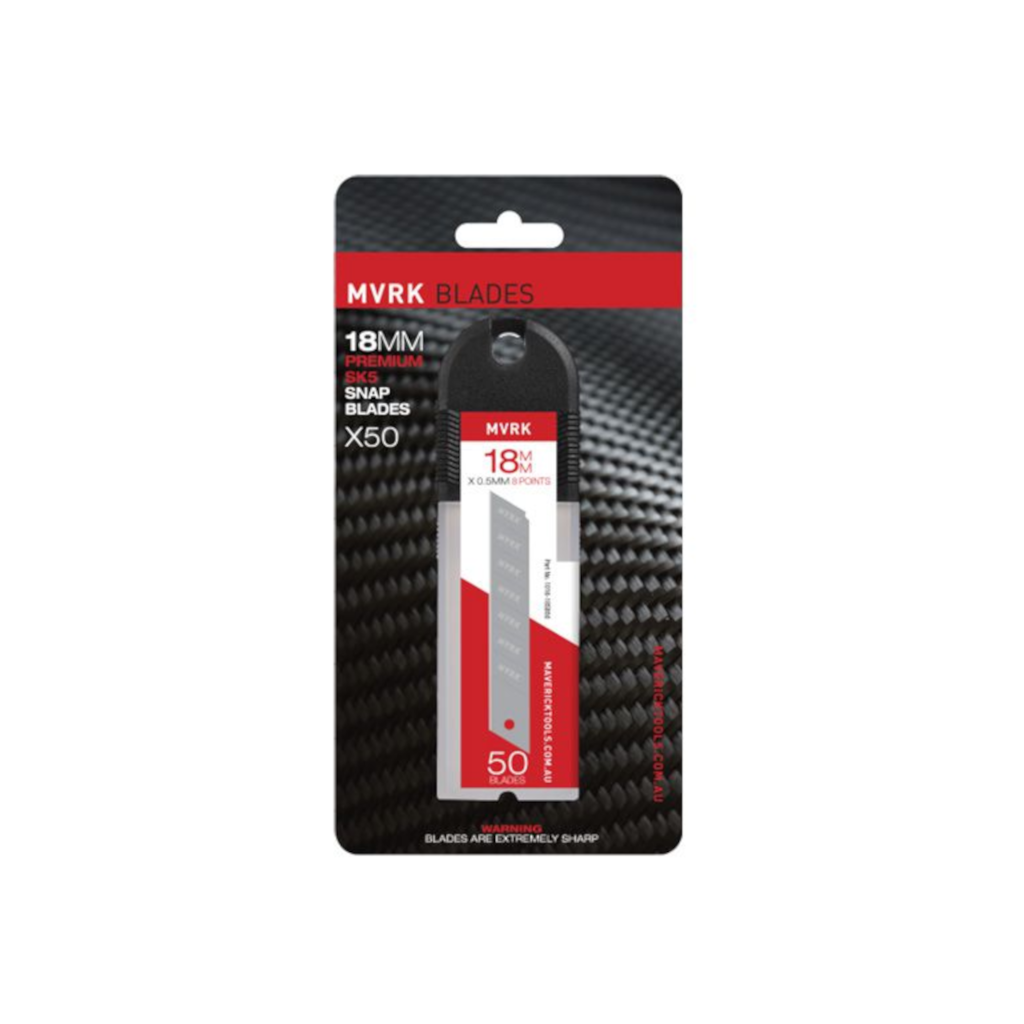 Blades, MVRK, Heavy Duty Snap Off Blades, SK5 Carbon Steel, 18.0mm - 50 Pack