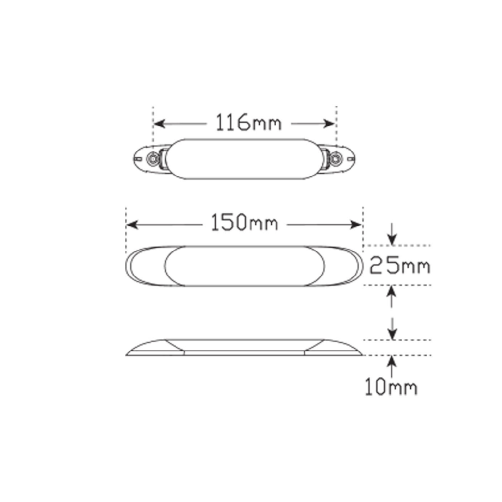 Strip Lamp, LED Autolamps, Low Profile, LED, 150mm, 12v - Each