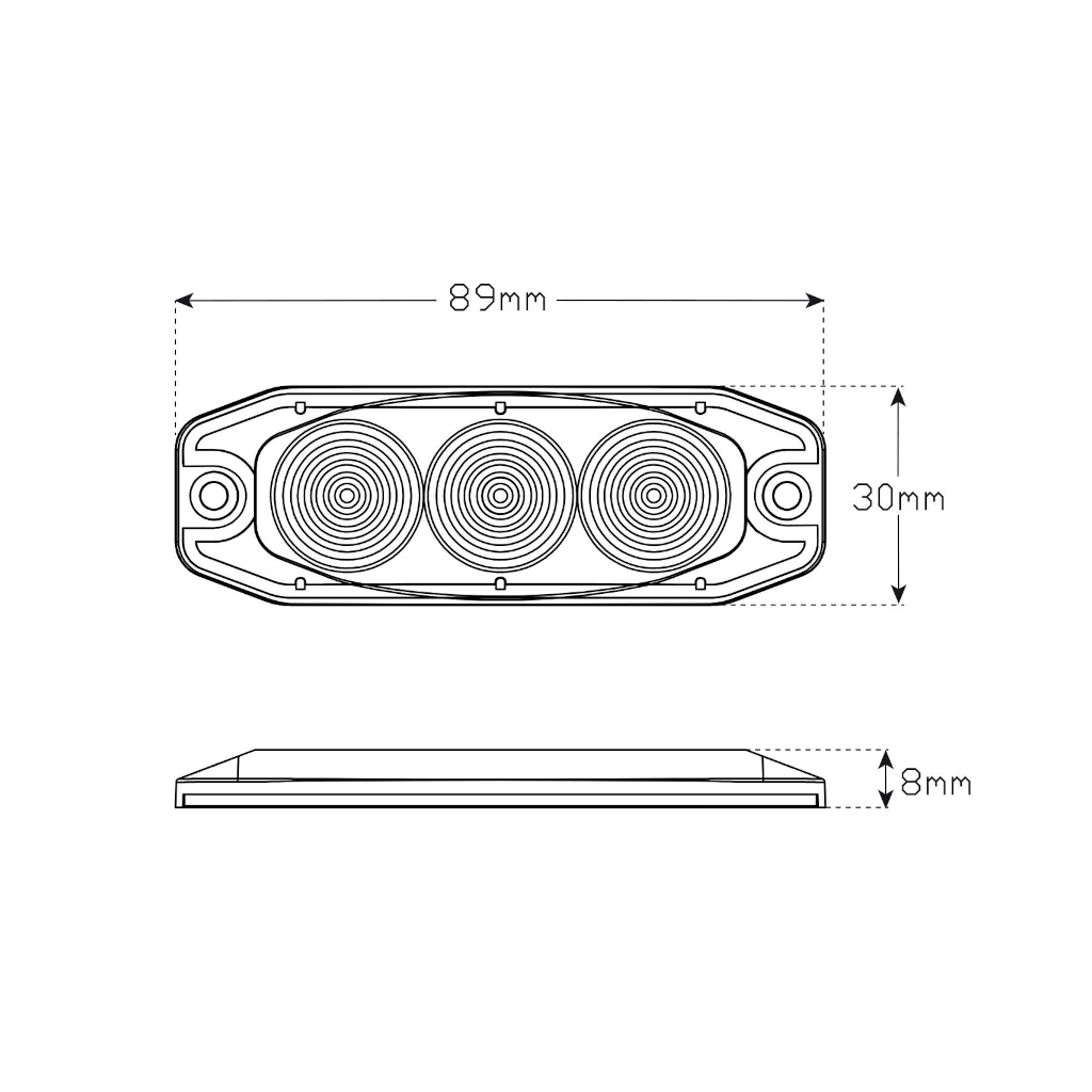 Stop/Tail Light, LED, Slim Line, 3 LED, Red, Stop/Tail, 12-24v - 2 Pack