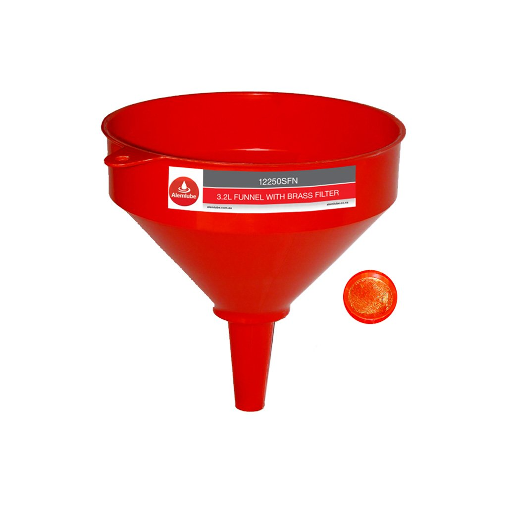 Funnel, Alemlube, Standard Liquid with Brass Filter, 3.2lt Capacity - Each
