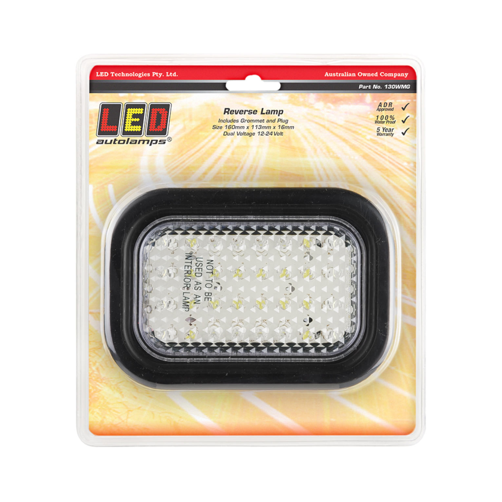 Lamp, LED Autolamps, Reverse Lamp, Rectangular, LED, With Grommet and Plug, White, 10-30v - Each