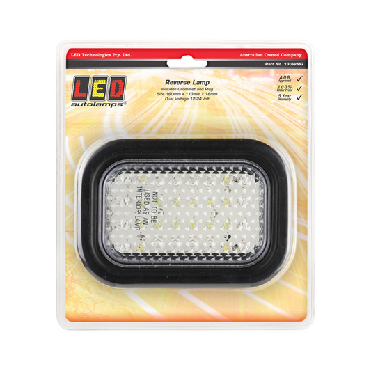 Lamp, LED Autolamps, Reverse Lamp, Rectangular, LED, With Grommet and Plug, White, 10-30v - Each