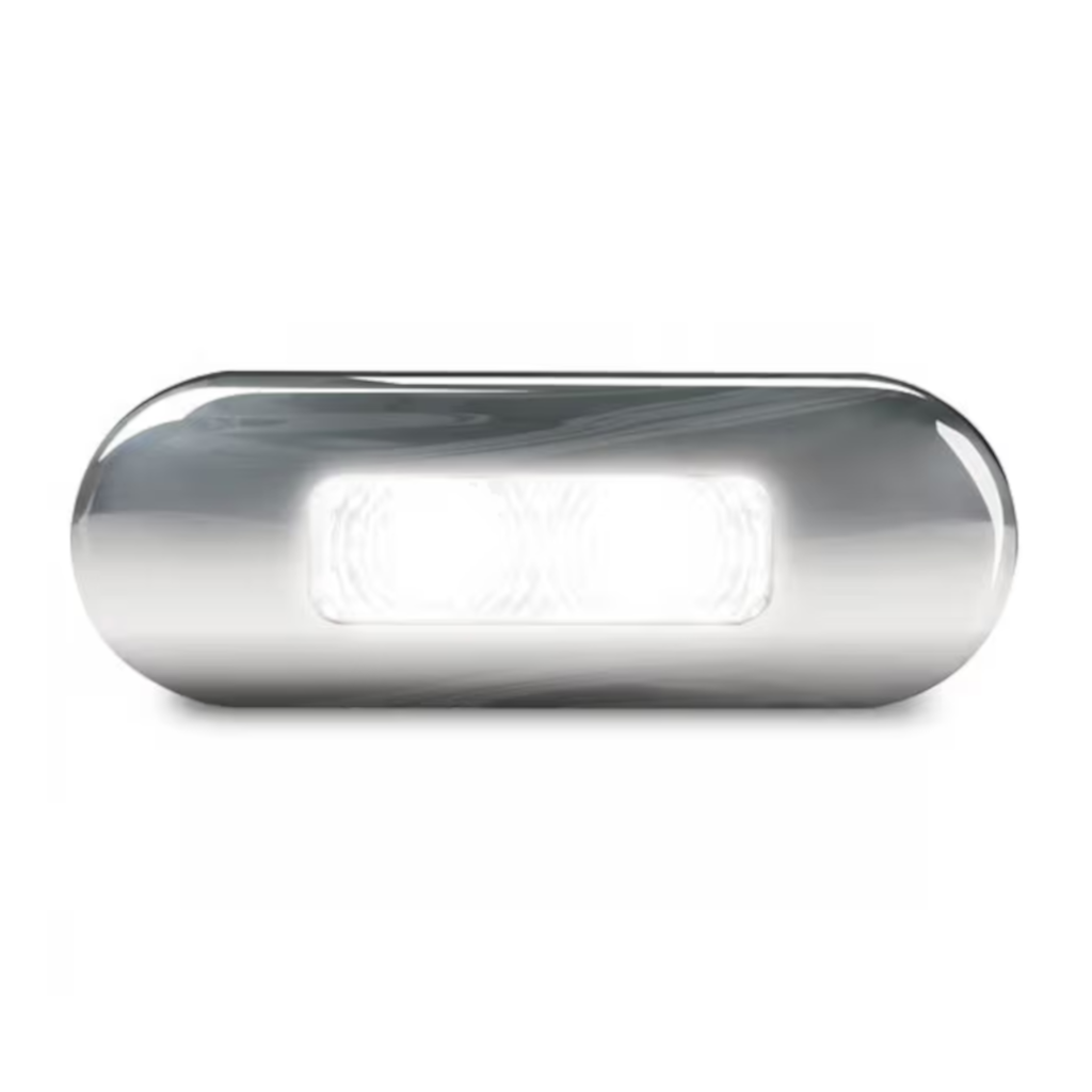 Marker Lamp, Hella, LED Front Position/ Outline DuraLED Chrome Housing, 12/24v, White - 16 Pack