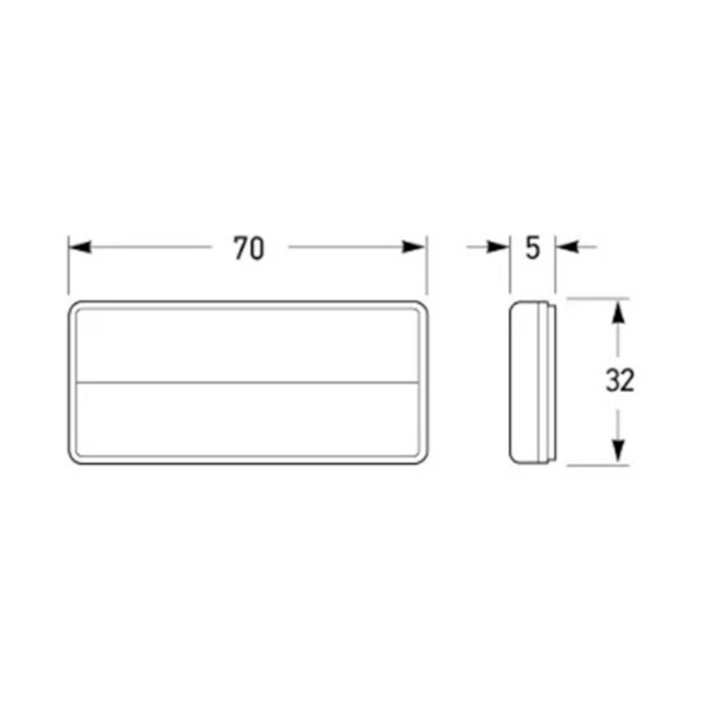 Retro Reflector, Hella, Self Adhesive, 70 x 32mm, Amber - Each