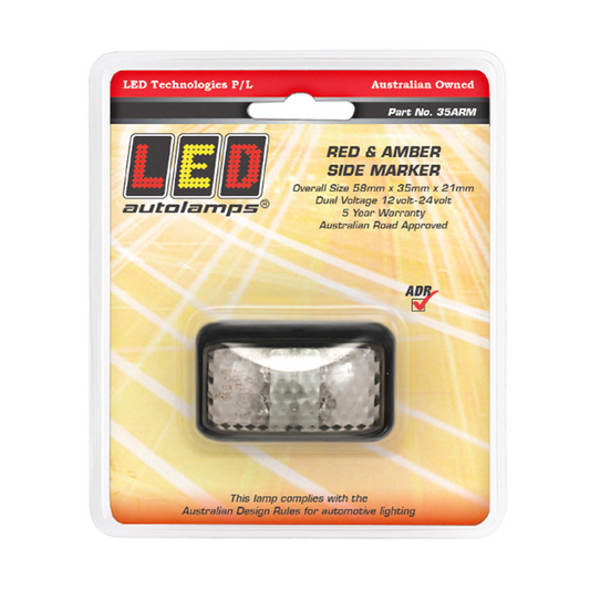 Marker Lamp, LED Autolamps, Side Marker, LED, Red/Amber, 12-24v - Each