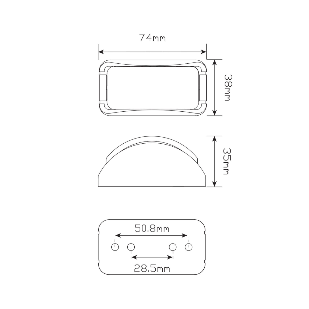 Marker Lamp, LED Autolamps, Front Marker, White, Black Base, 12-24v - 10 Pack