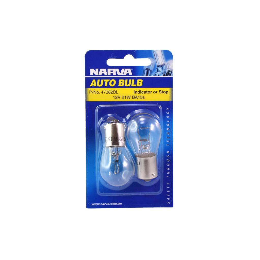 Globe, Narva, Stop/Tail/Indicator Globe, BA15s, 12v, 21w - 2 Pack