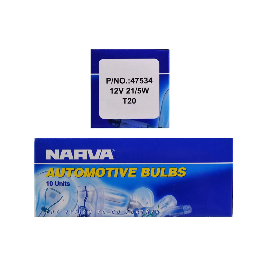Wedge Globe, Narva, T-20mm, 12v, 21/5w - 10 Pack