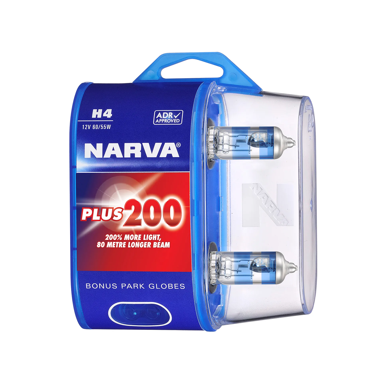 Globe, Narva, H4, 12v, 60/55w, Plus 200 Halogen Headlight - 2 Pack