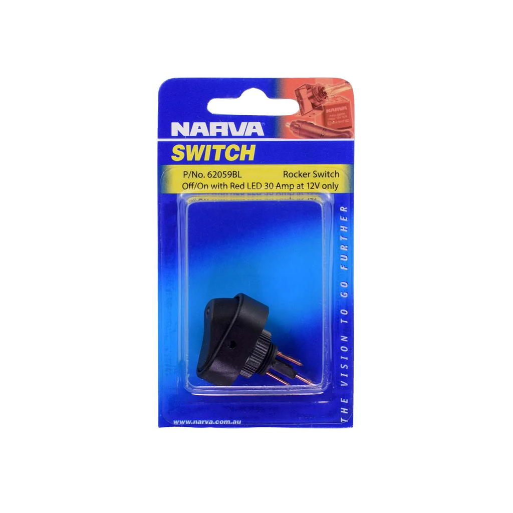 Switch, Narva, LED Rocker Off/On, 12v, Red - Each