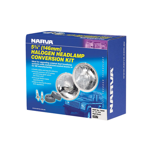 Headlamp Conversion Kit, Narva, Halogen, H1, High Beam, 12v, 100w, 146mm - Each