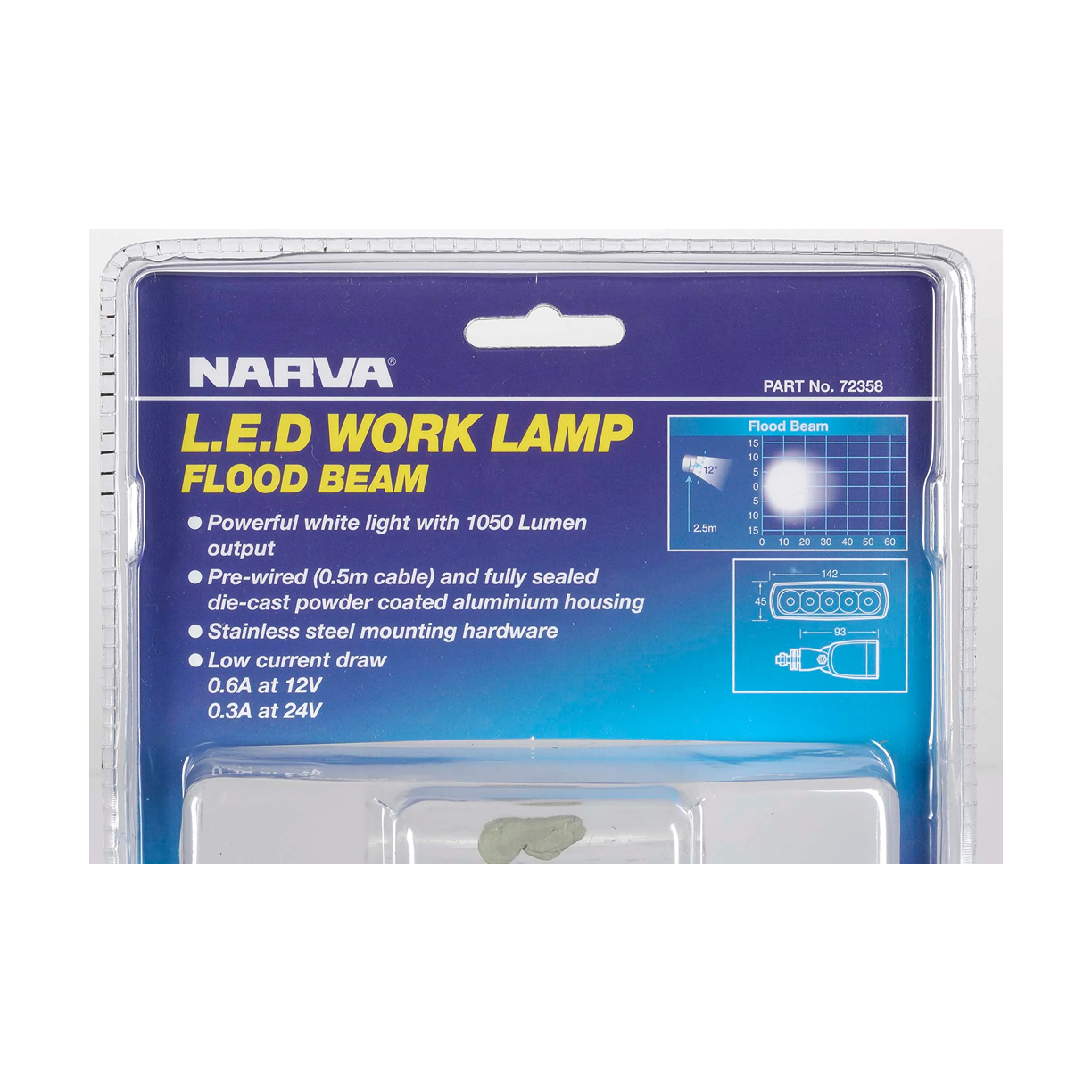 Work Lamp, Narva, LED, Flood Beam 9-36v, 1050 Lumen - Each