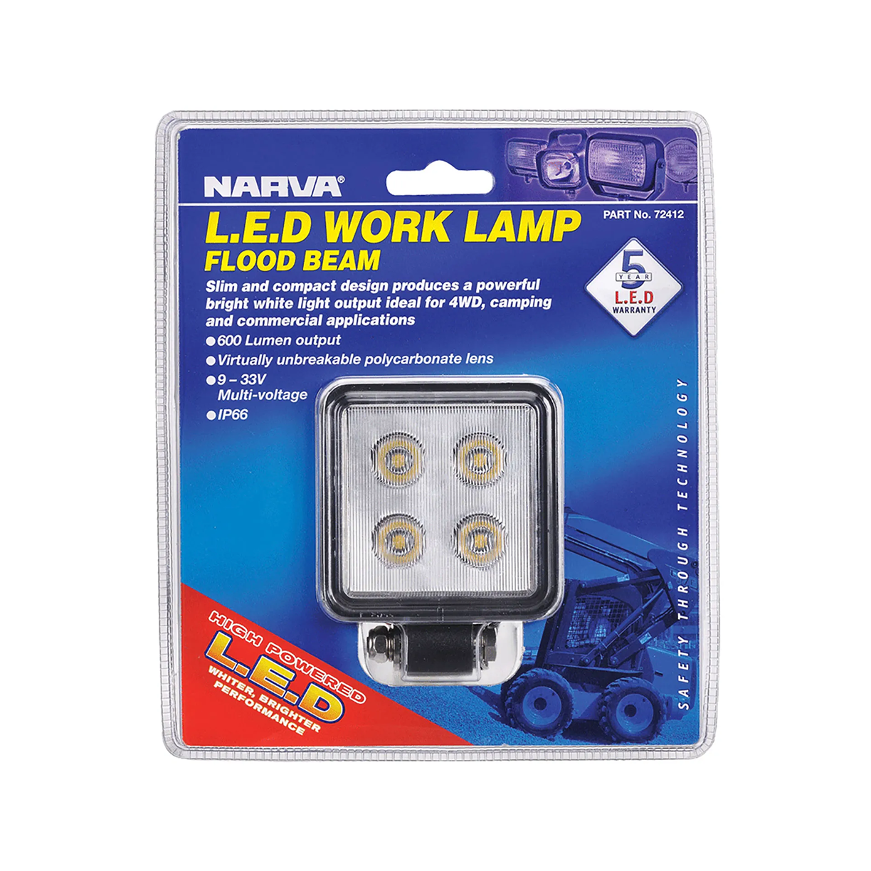 Work Lamp, Narva, LED Flood Beam, 9-33v - Each