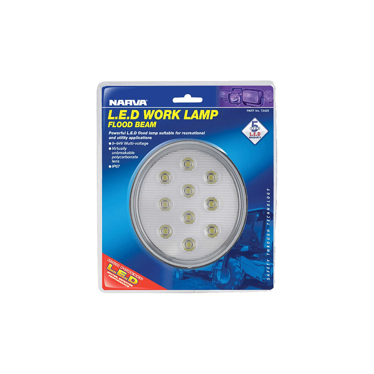 Work Lamp, Narva, LED Flood Beam, 9-33v - Each