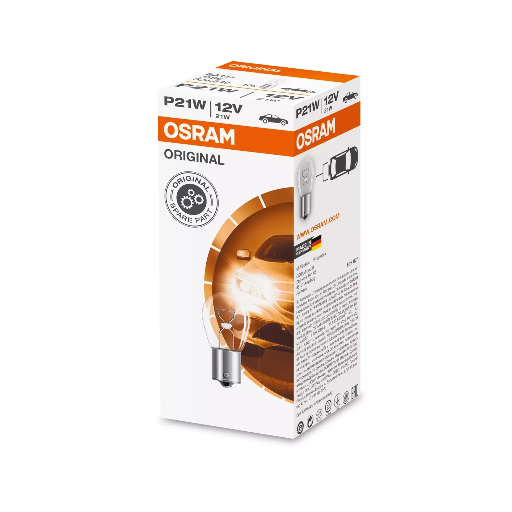 Globe, Osram, Bayonet Globe, BA15s, 12v, 21w - 10 Pack