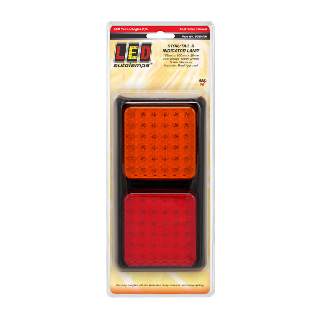 Combination Lamp, LED Autolamps, 80 Double Series, LED, Stop/Tail/Indicator, Red/Amber, 12-24v - Each