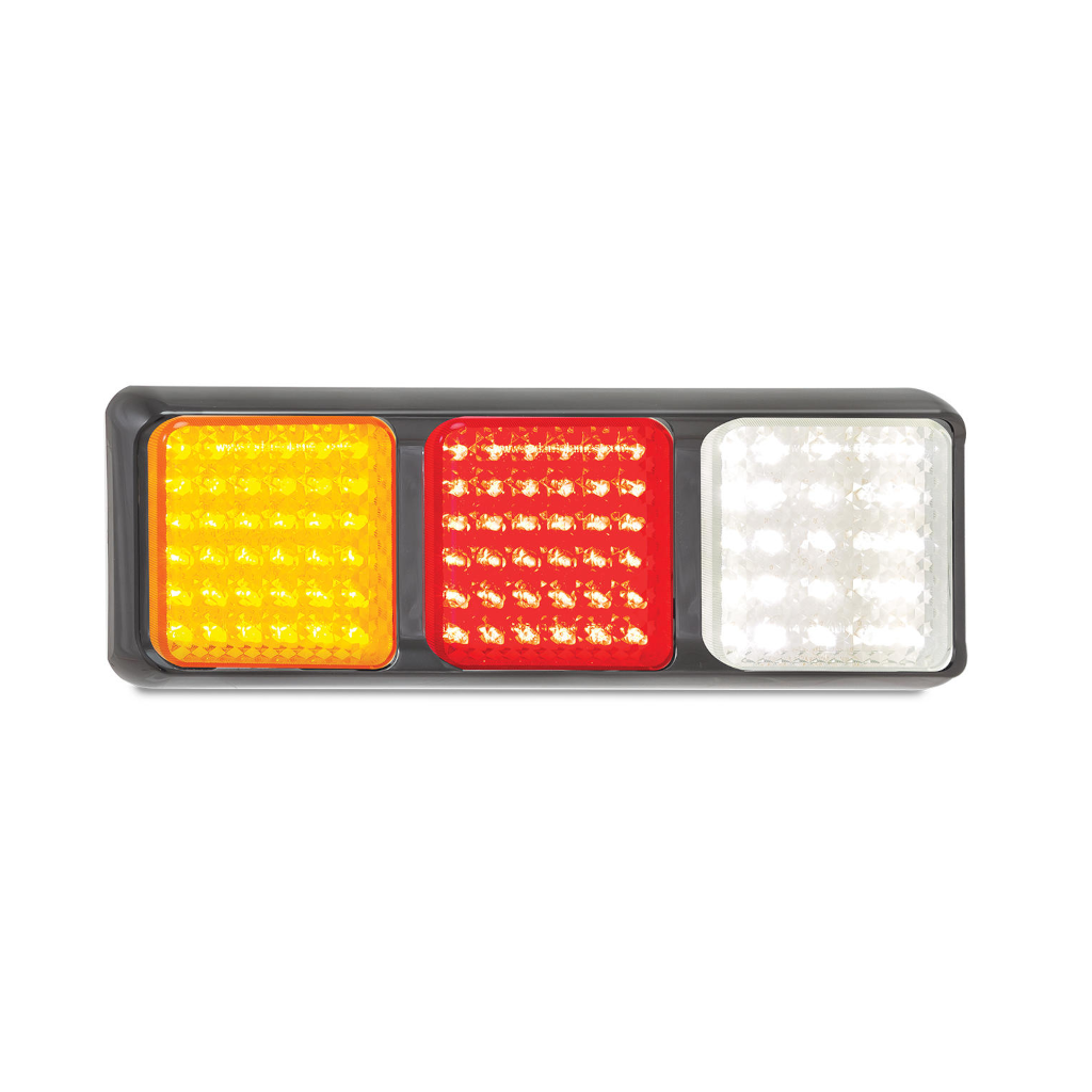 Combination Lamp, LED Autolamps, 80 Triple Series, LED, Stop/Tail/Indicator/Reverse, Red/Amber/White, 12-24v - Each