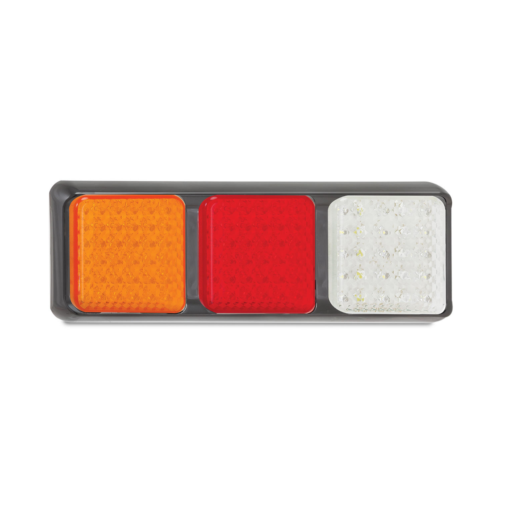 Combination Lamp, LED Autolamps, 80 Triple Series, LED, Stop/Tail/Indicator/Reverse, Red/Amber/White, 12-24v - Each