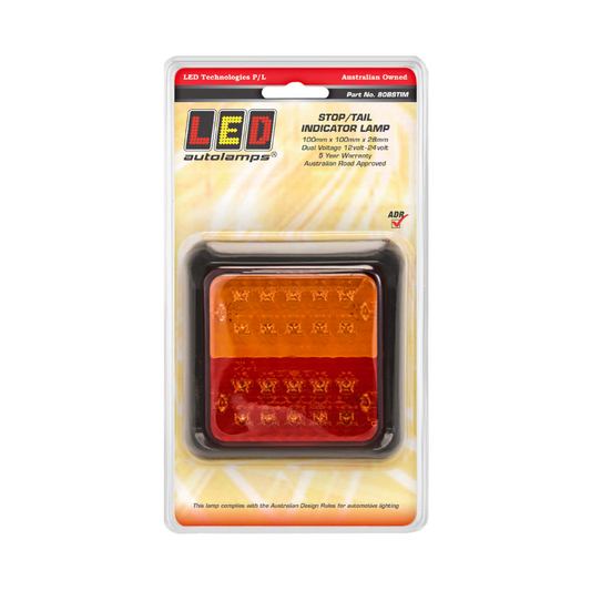Combination Lamp, LED Autolamps, 80 Series, LED, Stop/Tail/Indicator, Red/Amber, 12-24v - Each