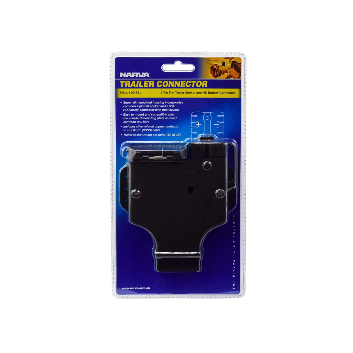 Trailer Socket, Narva, 7 Pin Flat, 50a Heavy Duty Connector - Each