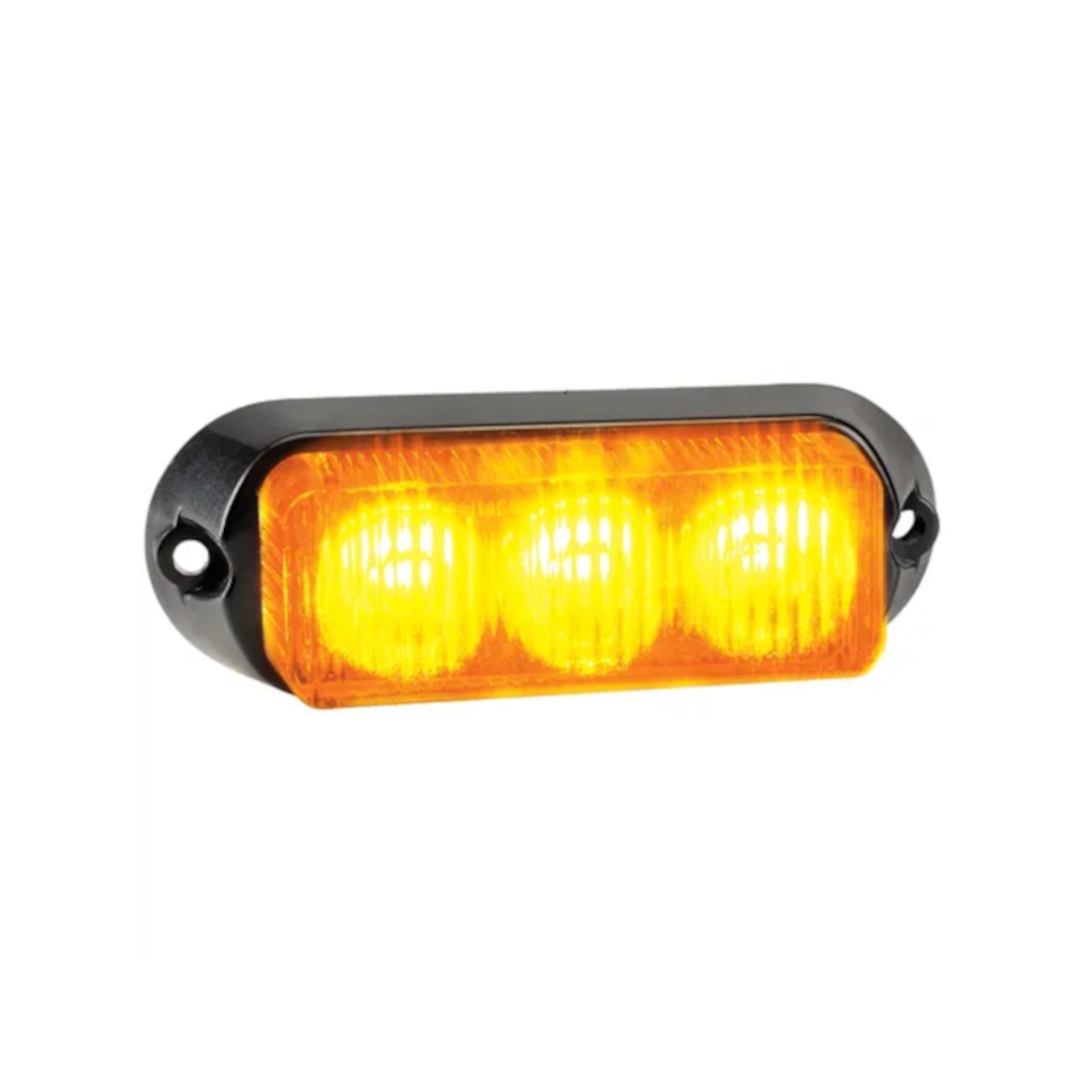 Warning Light, Narva, High Powered 3 LEDs, 3 x 1w LED with Multiple Flash Patterns, 12/24v, Amber - Each