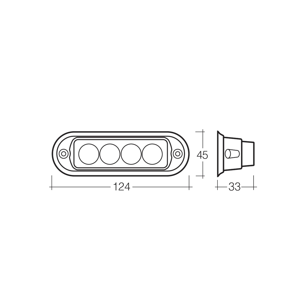 Warning Light, Narva, High Powered 4 LEDs, 12/24v, Amber - Each
