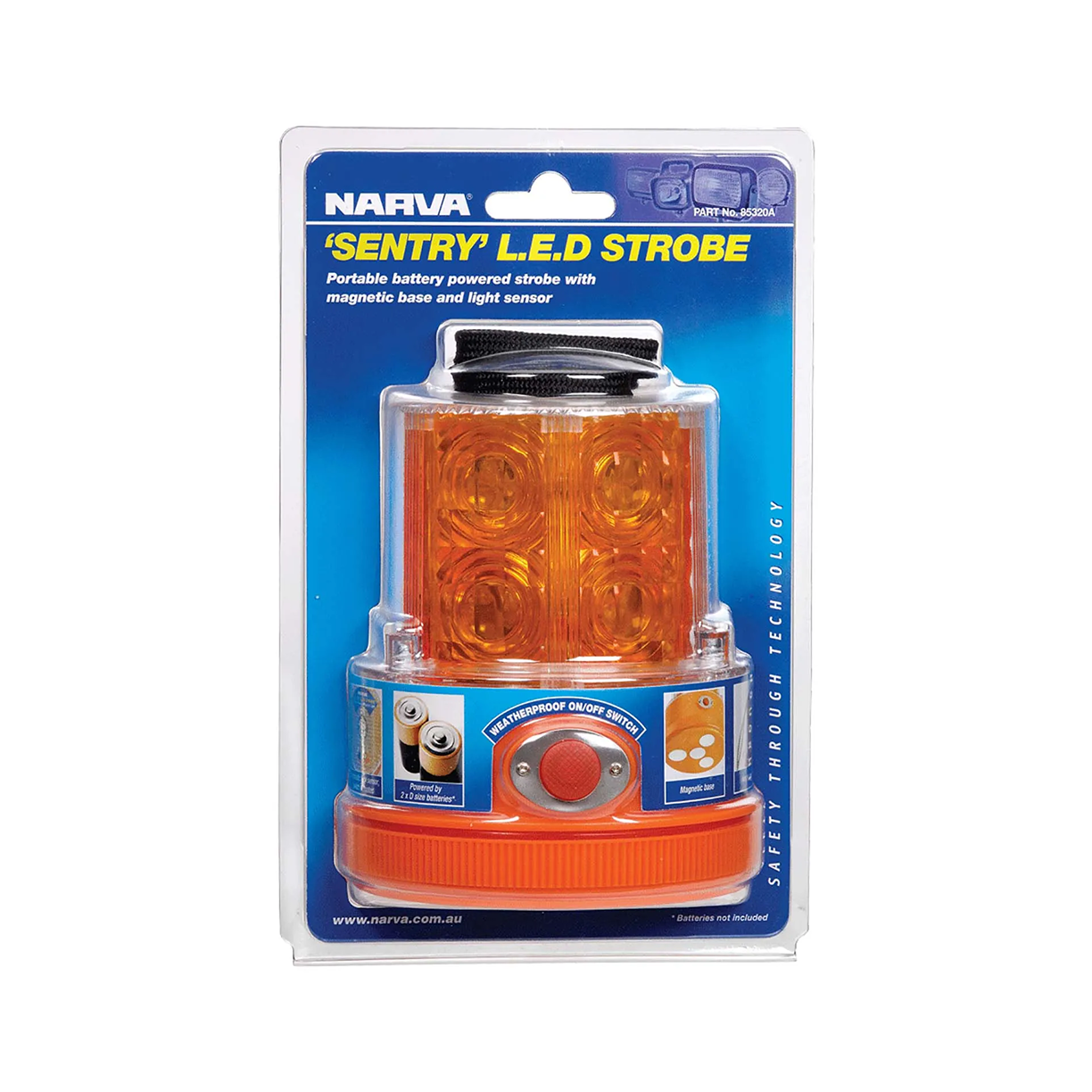 Battery Beacon, Narva, Sentry LED, Magnetic Base, Amber - Each