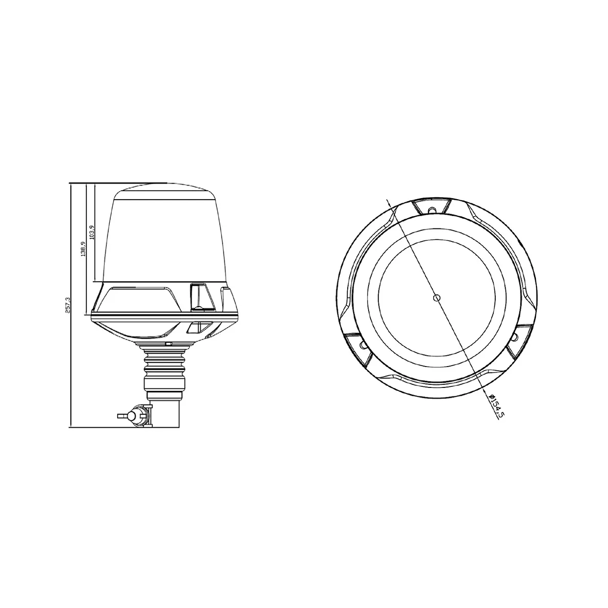 Beacon, Narva, LED, Optimax Flexible Pole Mount, 12/24v - Each