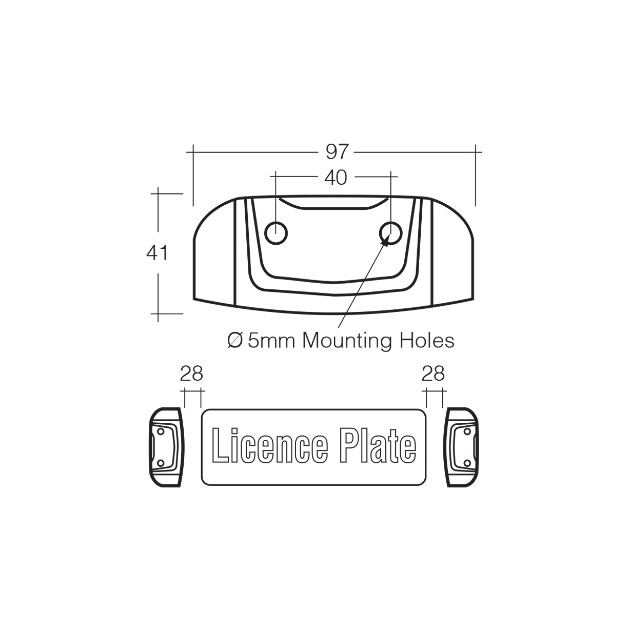 Licence Plate Lamp, Narva, LED, 10-30v, Chrome Housing - Each