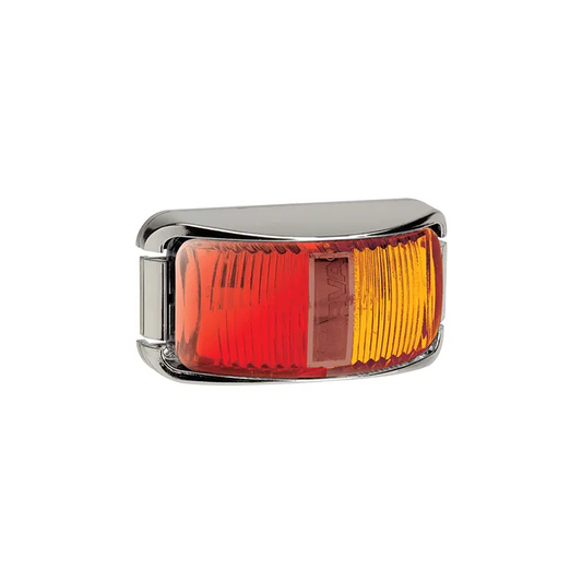 Side Marker Lamp, Narva, LED, 0.5m Cable, Deflector Base, 9-33v, Red/Amber, Chrome Base - Each