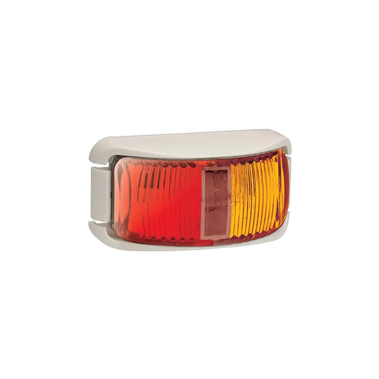 Side Marker Lamp, Narva, LED, 0.5m Cable, Deflector Base, 9-33v, Red/Amber, White Base - Each