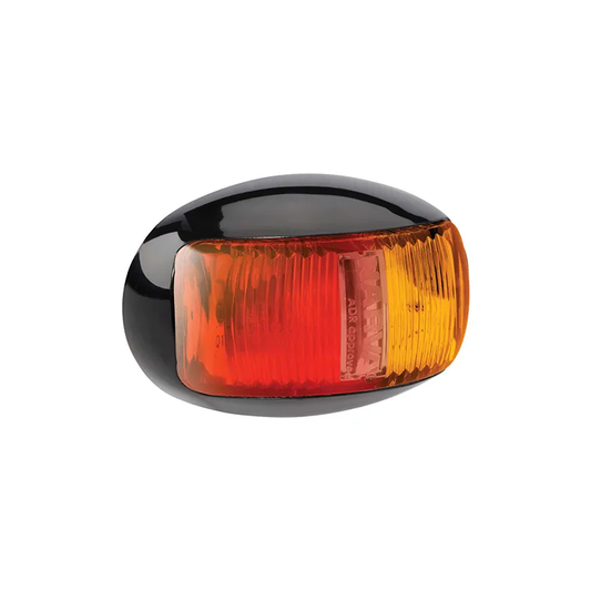 Side Marker Lamp, Narva, LED, 0.5m Cable, Deflector Base, Oval, 9-33v, Red/Amber, Black Base - Each