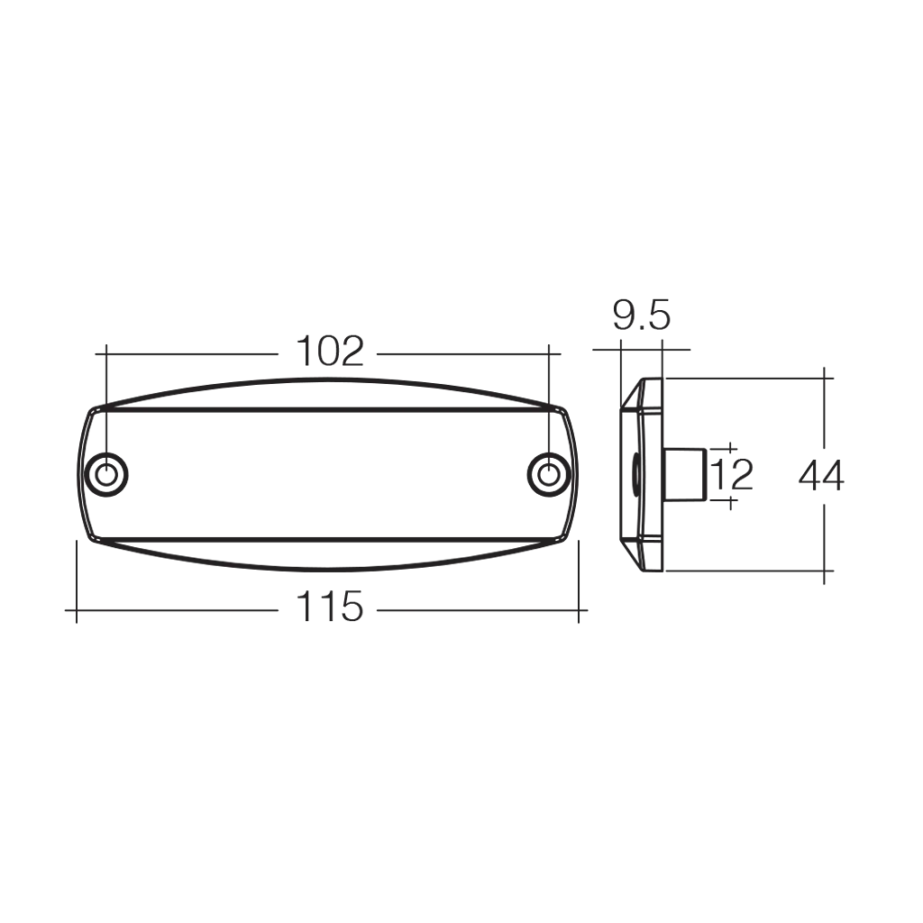 Rear End Outline Marker Lamp, Narva, LED, In-Built Retro Reflector, 0.5m Cable, 9-33v, Red - Each