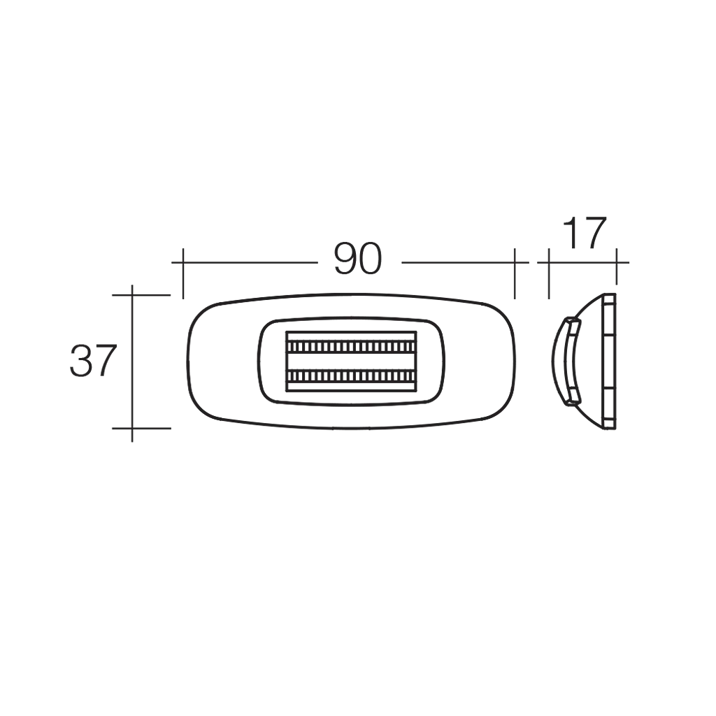 Side Marker, Narva, Model 24, LED, 9-33v, Amber, Chrome Cover, 90mm - Each