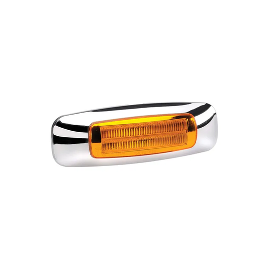 Side Marker, Narva, Model 24, LED, 9-33v, Amber, Chrome Cover, 118mm - Each