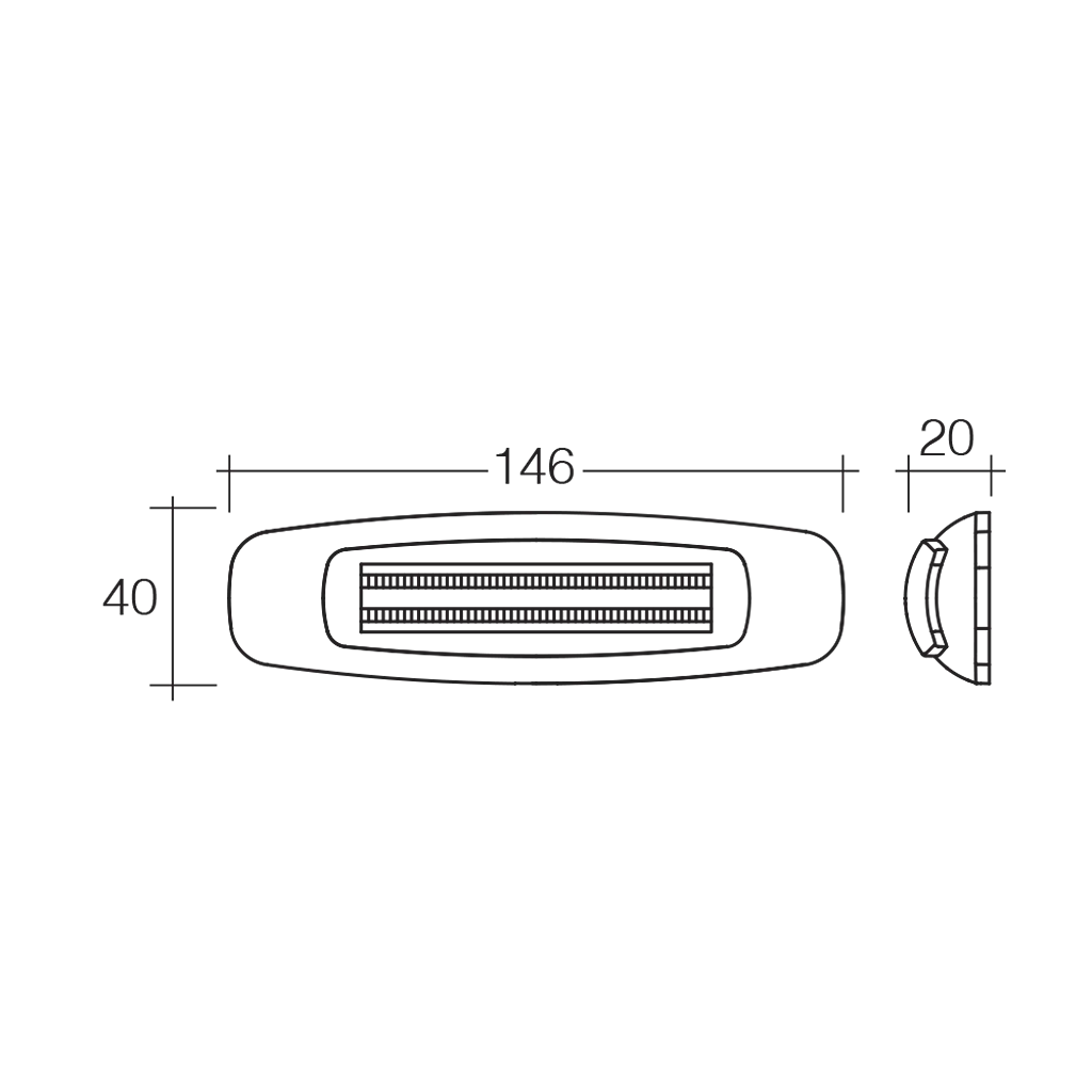 Side Marker, Narva, Model 24, LED, 9-33v, White, Chrome Cover, 146mm - Each
