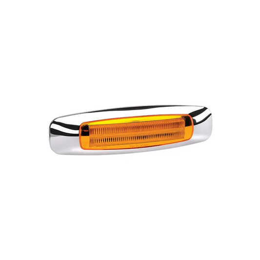 Side Marker, Narva, Model 24, LED, 9-33v, Amber, Chrome Cover, 146mm - Each