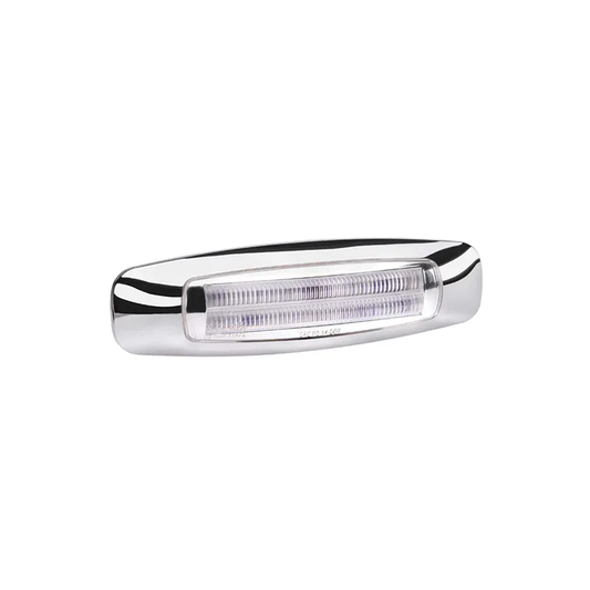 Side Marker, Narva, Model 24, LED, 9-33v, White, Chrome Cover, 146mm - Each