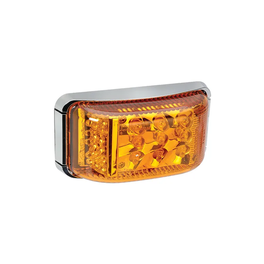 Side Direction Indicator, Narva, LED, 0.5m Cable, 9-33v, Amber, Chrome Base - Each