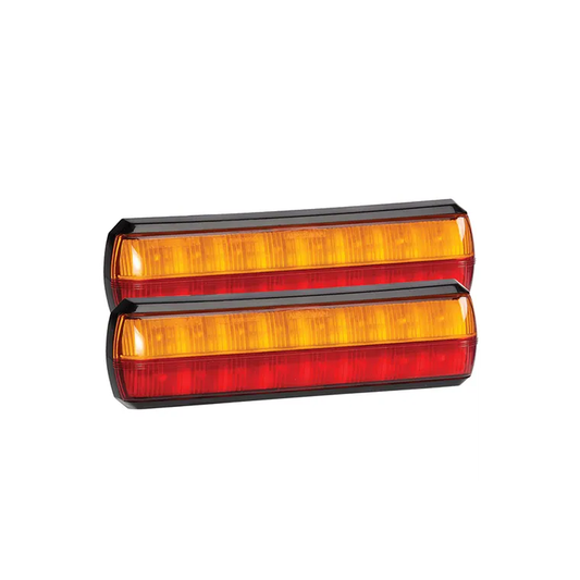 Rear Stop/Tail/Indicator Lamp, Narva, Slimline LED, 0.5m Cable, Black Base, Red/Amber, 10-30v - 2 Pack