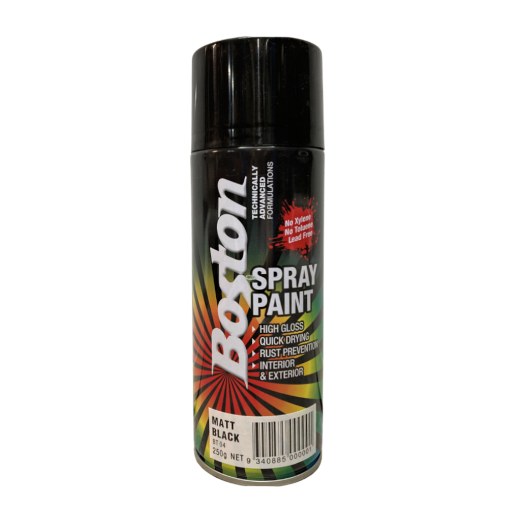 Paint, Boston, Aerosol Enamel, Quick Drying, Matt Black, 250g - Each