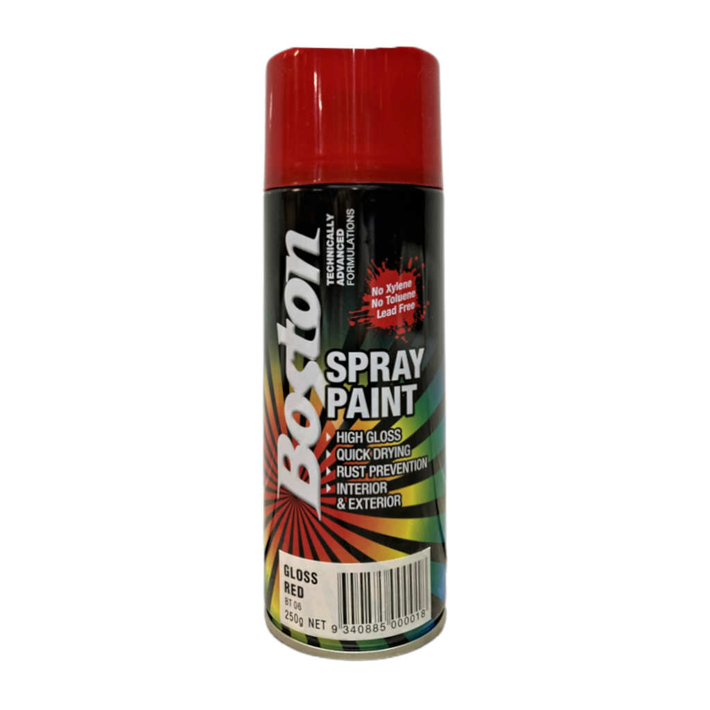 Paint, Boston, Aerosol Enamel, Quick Drying, Gloss Red, 250g - Each