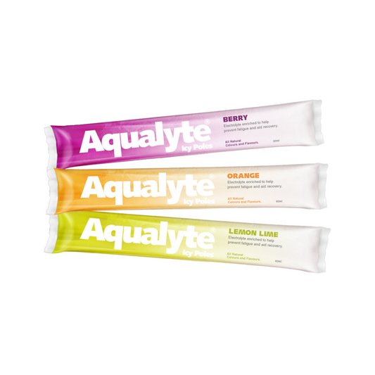 Electrolyte Icy Pole, Aqualyte, Three Flavours (BE, OR, LL) - 50 Pack