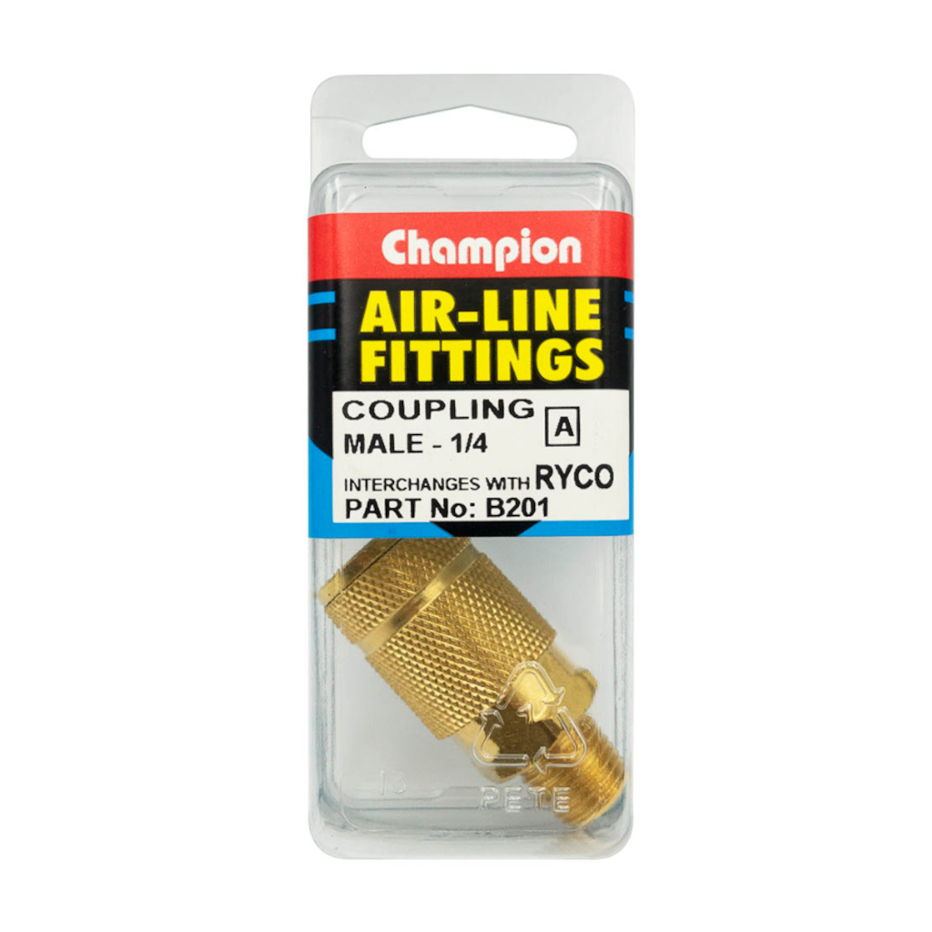 Airline Fitting, Ryco Style, Male Coupling, 1/4" - Each
