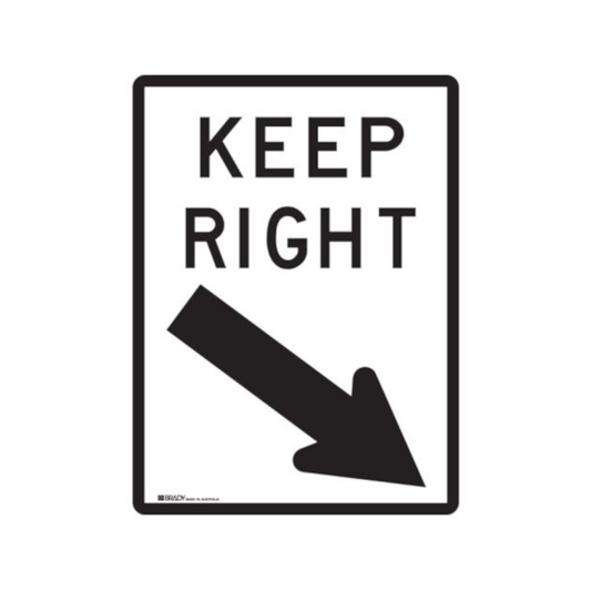 Sign, "Keep Right", Metal, 450 x 600mm - Each