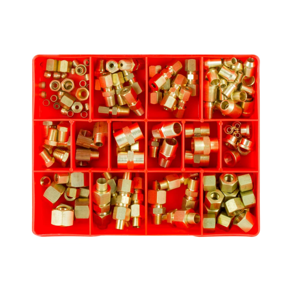 Brass Fittings Assortment, Champion, Industrial and Auto, 32 Types, 4 Sizes - 155 Piece