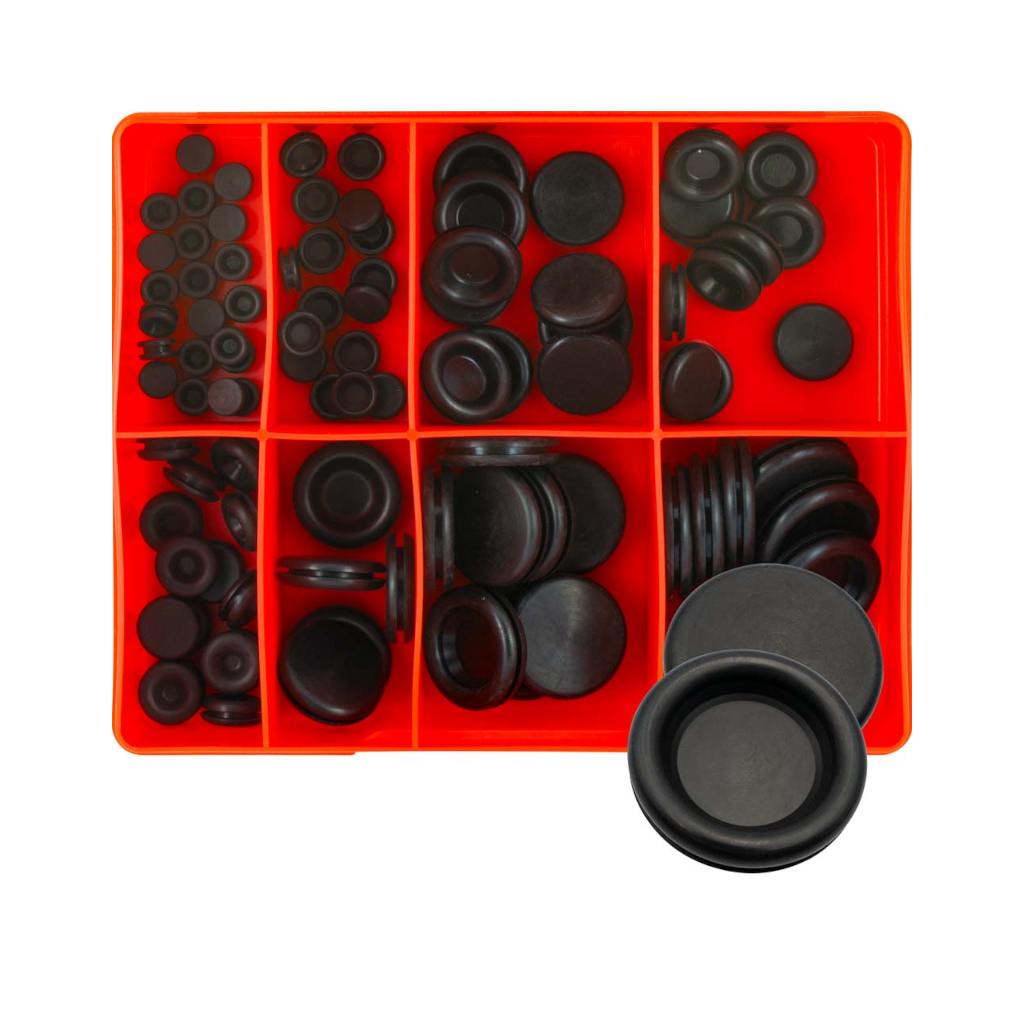 Blanking Grommet Assortment Kit, Champion, Metric, Rubber, 8 Sizes (8 to 28mm) - 91 Pieces