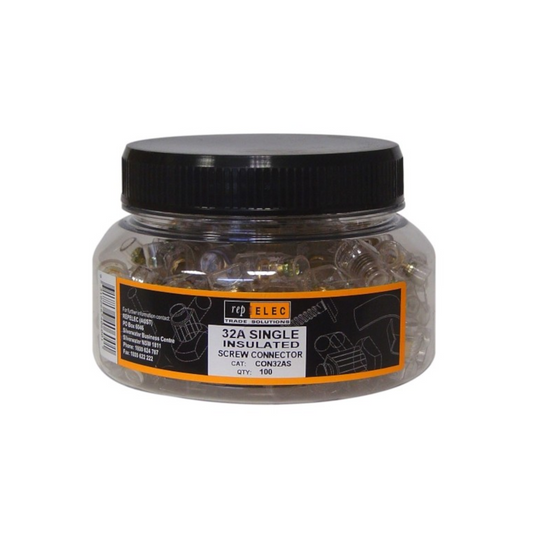 Screw Connector Pack, 32a, Clear insulated - 100 Pack