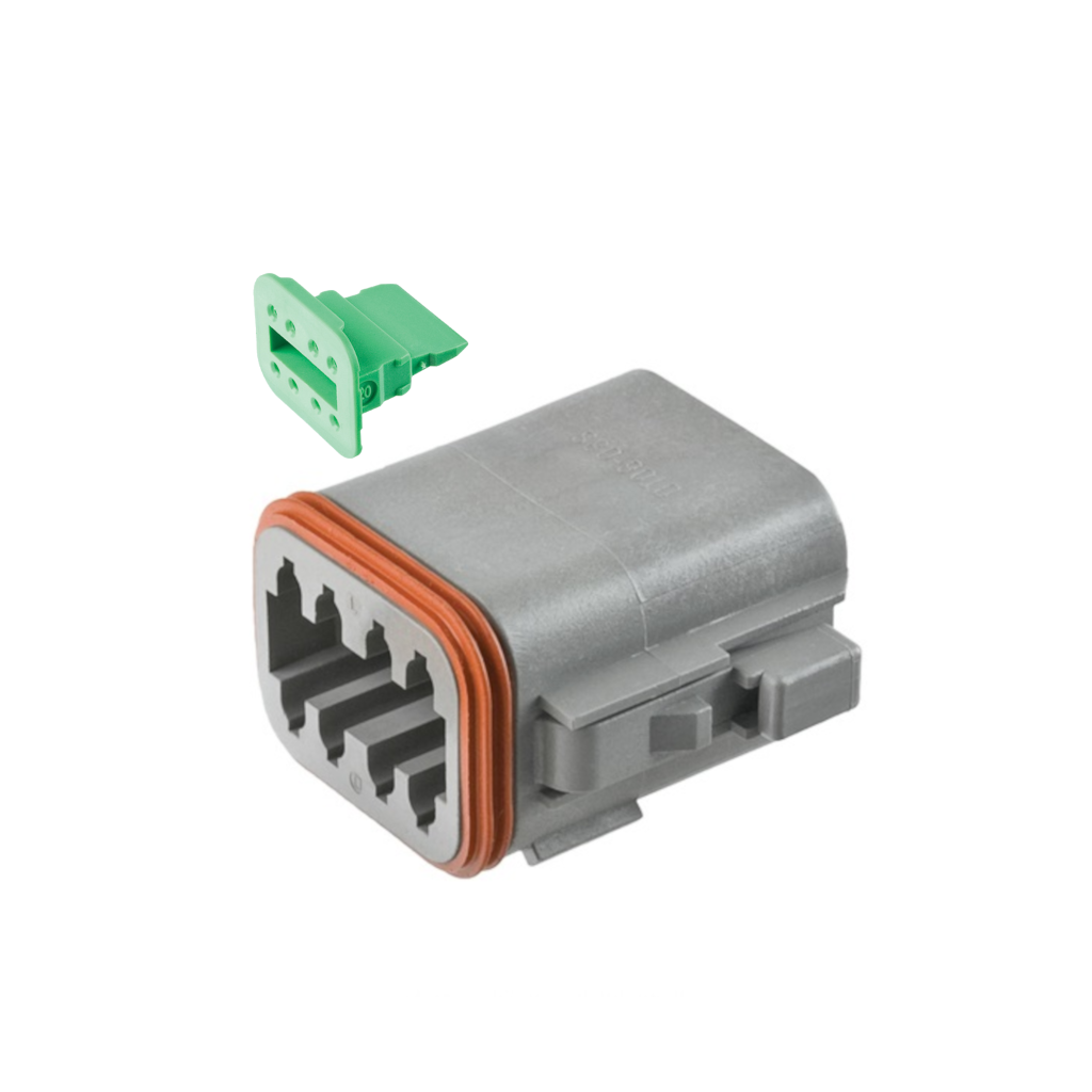 Connector, Deutsch, Plug In Line, 8 Position, 20-14 AWG, with W8S Wedge - Each